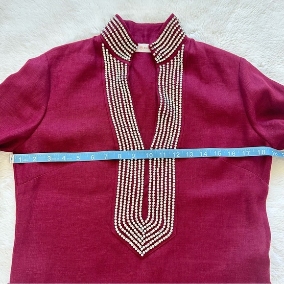 NEW!!! Tory Burch women linen top with crystals size 2 - Picture 8 of 11